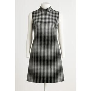 J.McLaughlin Sleeveless Mock-Neck Shift Dress Classic Houndstooth Size Large